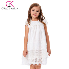 Grace Karin Enfant Enfants Fille Manteau Manche Robe ronde en dentelle blanche à laine CL010443-1
